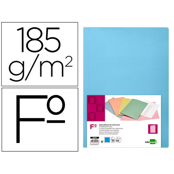 Subcarpeta Liderpapel Folio Celeste Intenso 180G/M2