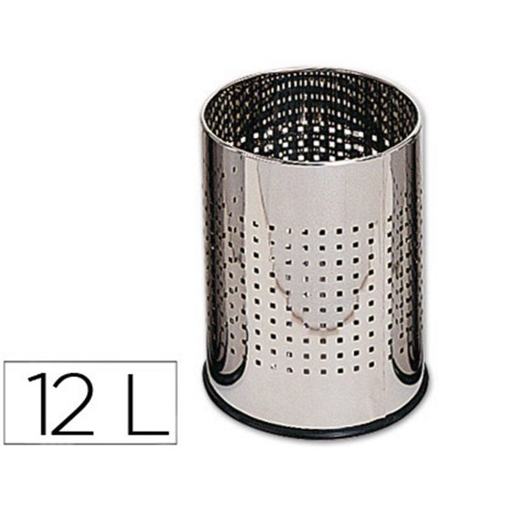 Papelera Metalica Q-Connect Perforada Cromada 250X325 Mm