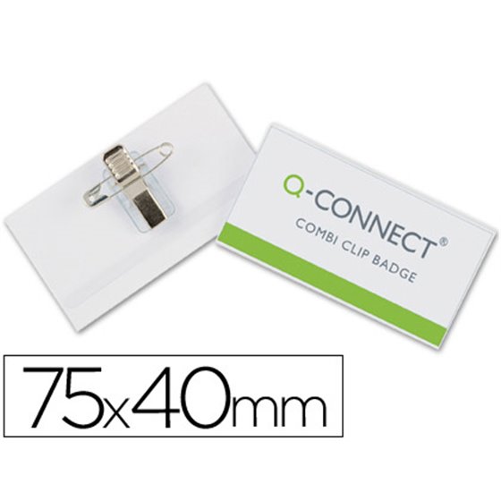 Identificador Q-Connect Con Pinza E Imperdible Kf01568 40X75 Mm