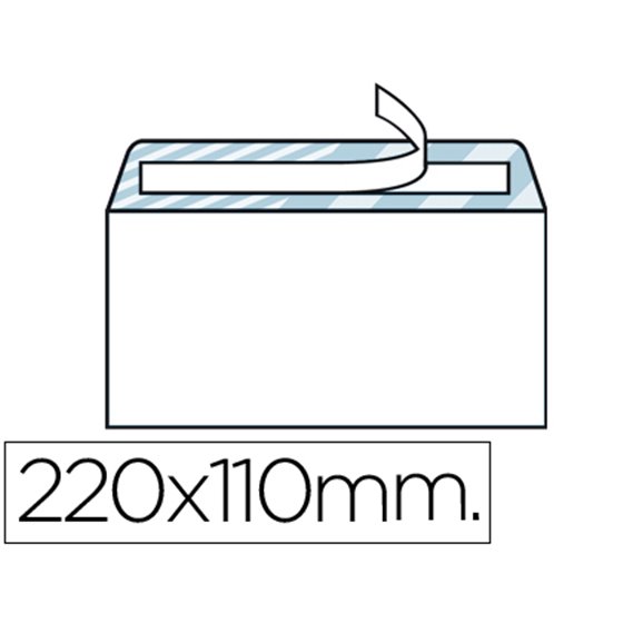Sobre Liderpapel N.2 Blanco Din Americano 110X220Mm Tira De Silicona Open System Caja De 500 Unidades