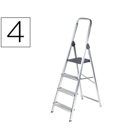 Escalera Q-Connect De Aluminio 4 Pelda�os 860X462X1470 Mm Peso Maximo 150 Kg En-131