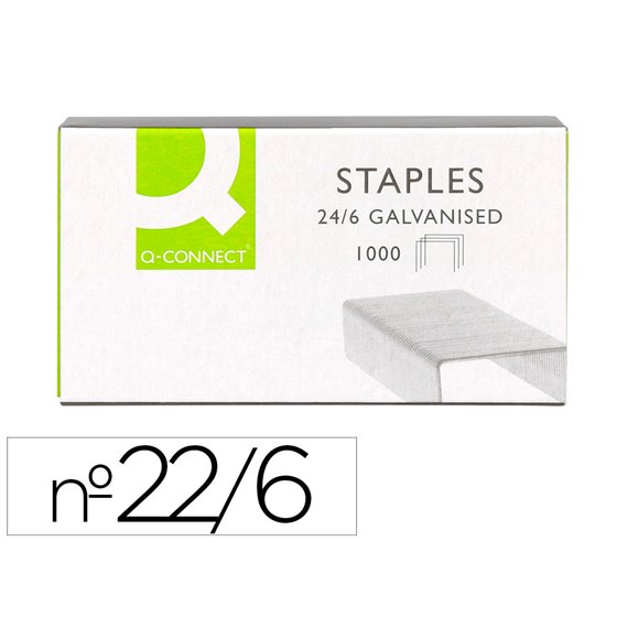 Grapas Q-Connect N� 22/6 24/6 Galvanizadas Caja De 1000 Unidades