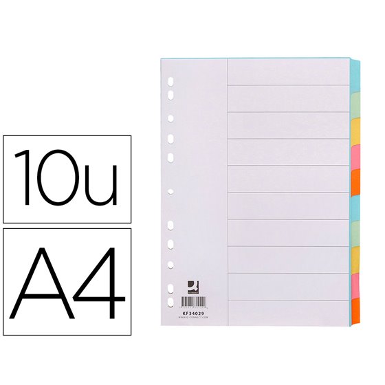 Separador Q-Connect Cartulina Juego De 10 Separadores Din A4Multitaladro