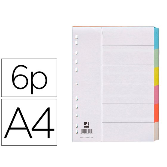 Separador Q-Connect Cartulina Juego De 6 Separadores Din A4 Multitaladro