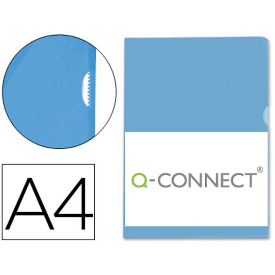 Carpeta Dossier U�ero Plastico Q-Connect Din A4 120 Micras Azul -Bolsa De 10 Unidades