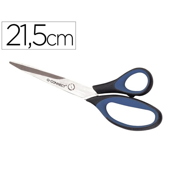 Tijera Oficina Q-Connect Mango Caucho 8\" 21'5 Cm Blister De Seguridad