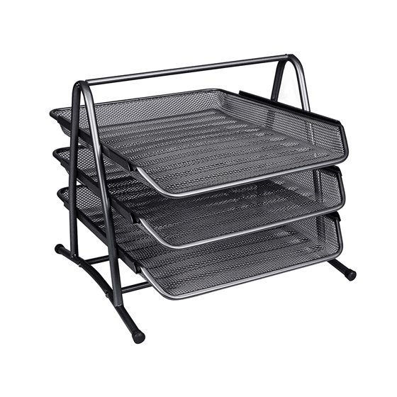 Bandeja Sobremesa Metalica Q-Connect Kf00823 Rejilla Negra 3 Bandejas Movibles 350X278X275 Mm