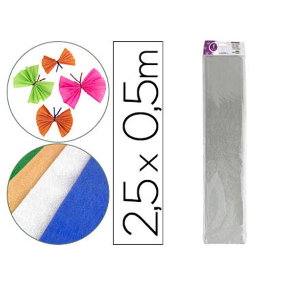Papel Crespon Liderpapel 50 Cm X 2.5M Metalizado Plata