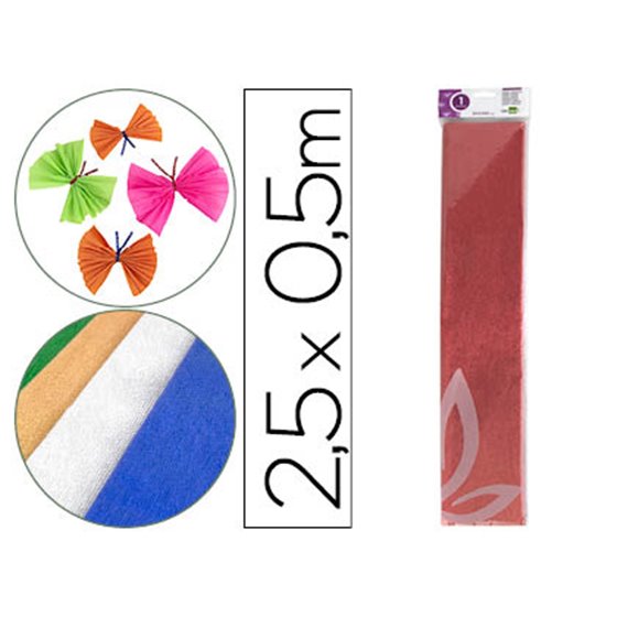 Papel Crespon Liderpapel 50 Cm X 2.5M Metalizado Rojo