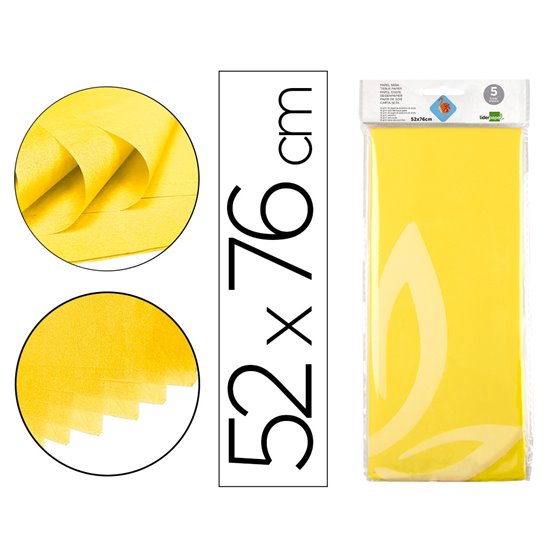 Papel Seda Liderpapel 52X76Cm 18G/M2 Bolsa De 5 Hojas Amarillo