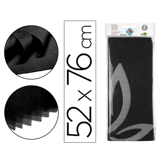 Papel Seda Liderpapel 52X76Cm 18G/M2 Bolsa De 5 Hojas Negro