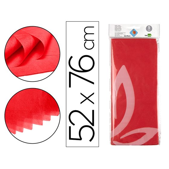 Papel Seda Liderpapel 52X76Cm 18G/M2 Bolsa De 5 Hojas Rojo