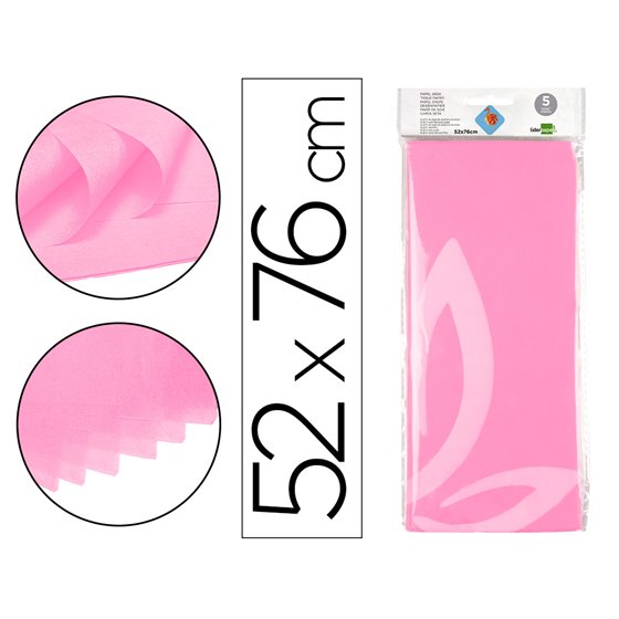 Papel Seda Liderpapel 52X76Cm 18G/M2 Bolsa De 5 Hojas Rosa