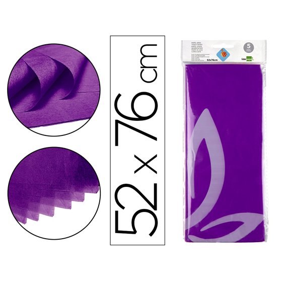 Papel Seda Liderpapel 52X76Cm 18G/M2 Bolsa De 5 Hojas Violeta