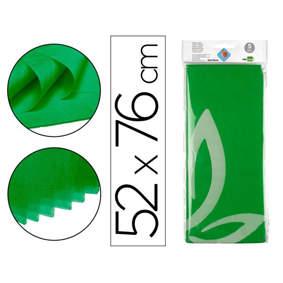 Papel Seda Liderpapel 52X76Cm 18G/M2 Bolsa De 5 Hojas Verde