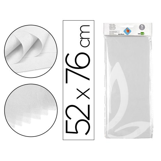 Papel Seda Liderpapel 52X76Cm 18G/M2 Bolsa De 5 Hojas Blanco