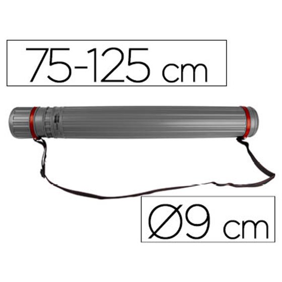 Portaplanos Plastico Liderpapel Diametro 9 Cm Extensible Hasta 125 Cm Gris