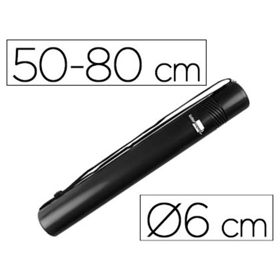Portaplanos Plastico Liderpapel Diametro 6 Cm Extensible Hasta 80 Negro