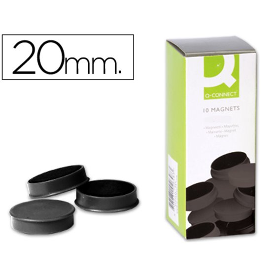 Iman Para Sujecion Q-Connect Ideal Para Pizarras Magneticas20 Mm Negro Caja De 10 Unidades