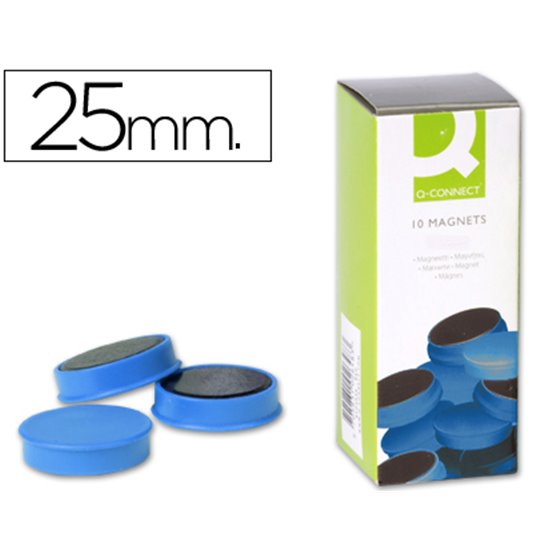 Iman Para Sujecion Q-Connect Ideal Para Pizarras Magneticas25 Mm Azul Caja De 10 Unidades