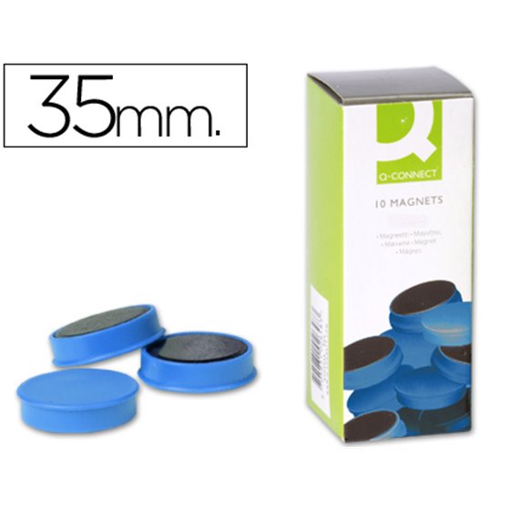 Iman Para Sujecion Q-Connect Ideal Para Pizarras Magneticas35 Mm Azul Caja De 10 Unidades