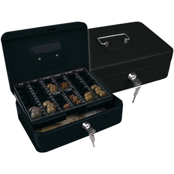 Caja Caudales Q-Connect 10\" 250X180X90 Mm Negra Con Portamonedas