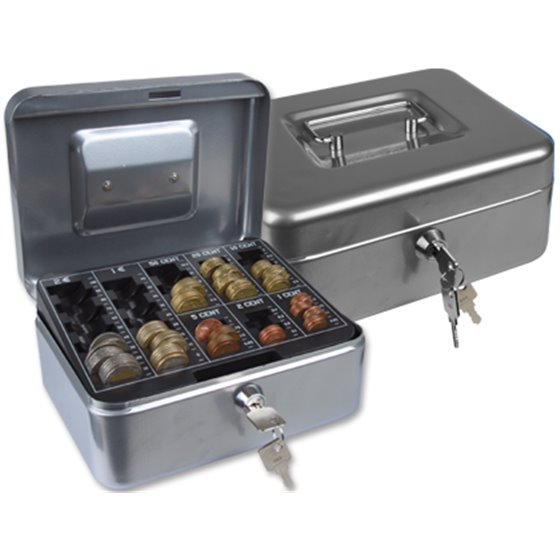 Caja Caudales Q-Connect 8\" 200X160X90 Mm Plata Con Portamonedas