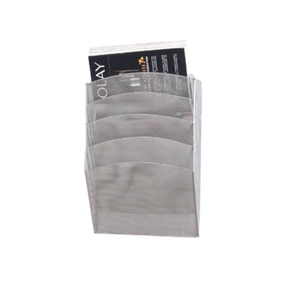 Expositor Mural Q-Connect De Pared 5 Bandejas Din A4 Plateado 9,3X31,5X44 Cm