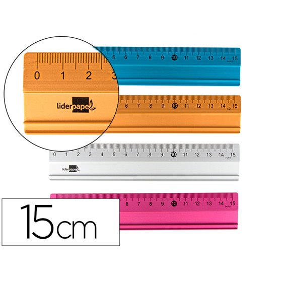 Regla Liderpapel 15 Cm Aluminio Colores Surtidos