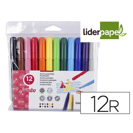 Rotulador Liderpapel Jumbo Bolsa 12 Unidades Colores Surtidos