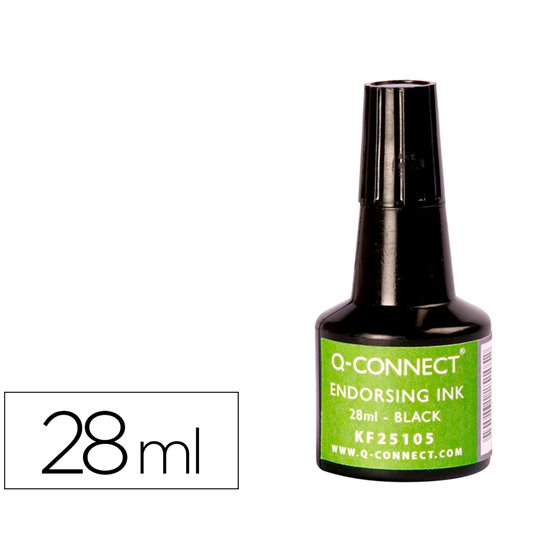 Tinta Tampon Q-Connect Negro Bote 28 Ml