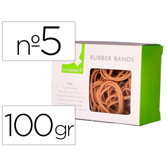 Gomillas Elasticas Q-Connect 100 Gr Numero 5 50 X 2 Mm