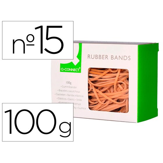 Gomillas Elasticas Q-Connect 100 Gr Numero 15 150 X 2 Mm