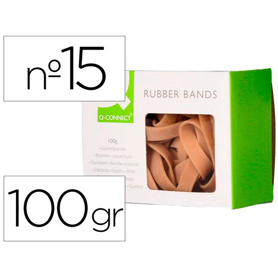 Bandas Elasticas Q-Connect 100 Gr 150X9 Mm Numero 15