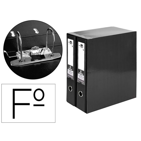 Modulo Liderpapel 2 Archivadores Folio 2 Anillas Mecanismo De Palanca 75Mm Negro