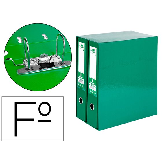 Modulo Liderpapel 2 Archivadores Folio 2 Anillas Mecanismo De Palanca 75Mm Verde