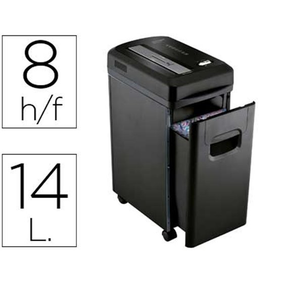 Destructora De Documentos Q-Connect Kf15547 Capacidad De Corte 8 H Destruye Grapas Clips Y Tarjetas Papelera 15L