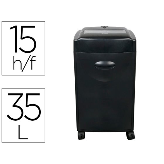 Destructora De Documentos Q-Connect Kf15553 Capacidad De Corte 15 H Destruye Grapas Clips Cd Y Tarjetas 35 Litros