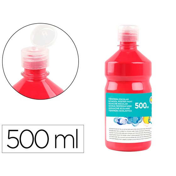 Tempera Liquida Liderpapel Escolar 500 Ml Rojo Escarlata