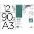 Papel Dibujo Liderpapel A3 297X420Mm 90G/M2 Vegetal Sobre De 12 Hojas