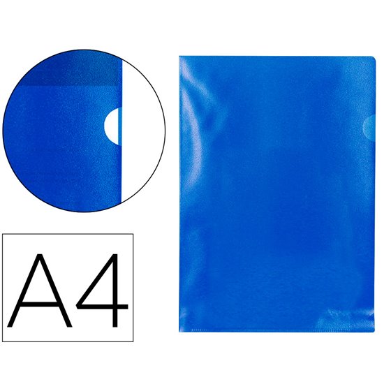 Carpeta Dossier U�ero Plastico Q-Connect Din A4 120 Micras Azul Caja De 100 Unidades