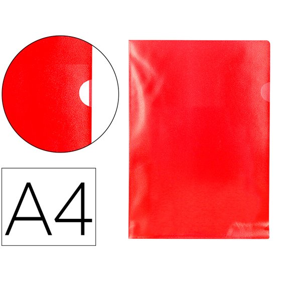 Carpeta Dossier U�ero Plastico Q-Connect Din A4 120 Micras Roja Caja De 100 Unidades