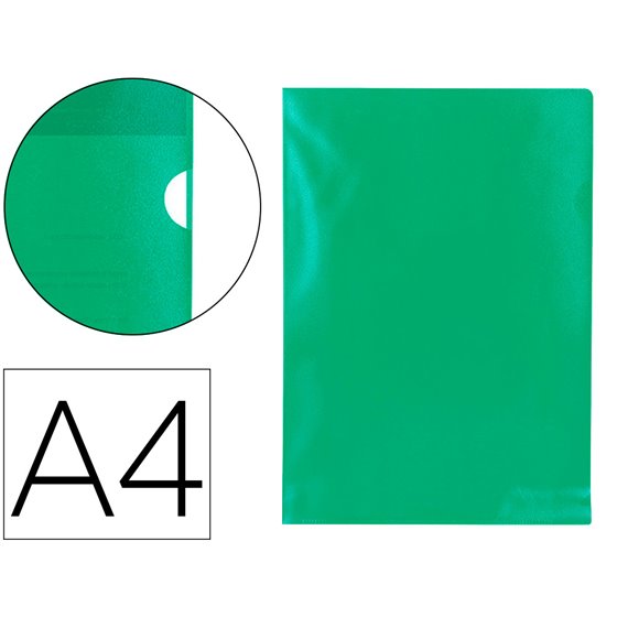 Carpeta Dossier U�ero Plastico Q-Connect Din A4 120 Micras Verde Caja De 100 Unidades