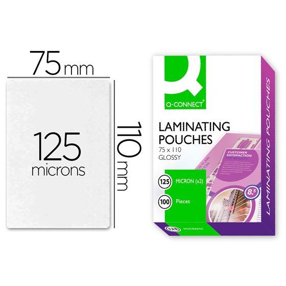 Bolsa De Plastificar Q-Connect 110 X 75 Mm 125 Mc Carnet De Identidad Caja De 100 Unidades