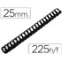 Canutillo Q-Connect Redondo 25 Mm Plastico Negro Capacidad 225 Hojas Caja De 50 Unidades