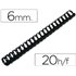 Canutillo Q-Connect Redondo 6 Mm Plastico Negro Capacidad 20 Hojas Caja De 100 Unidades