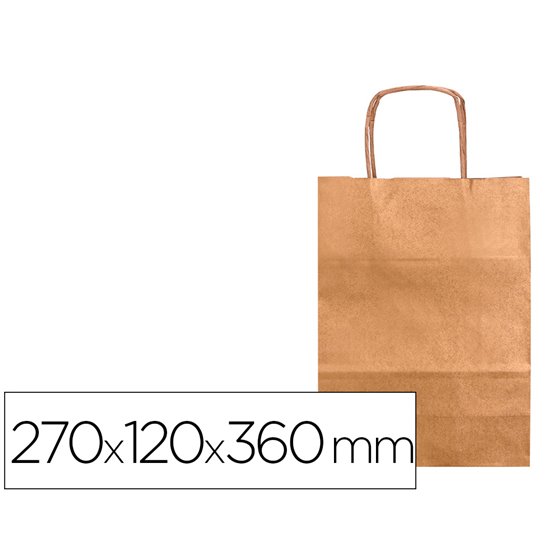 Bolsa Kraft Q-Connect Natural Asa Retorcida 270X120X360 Mm