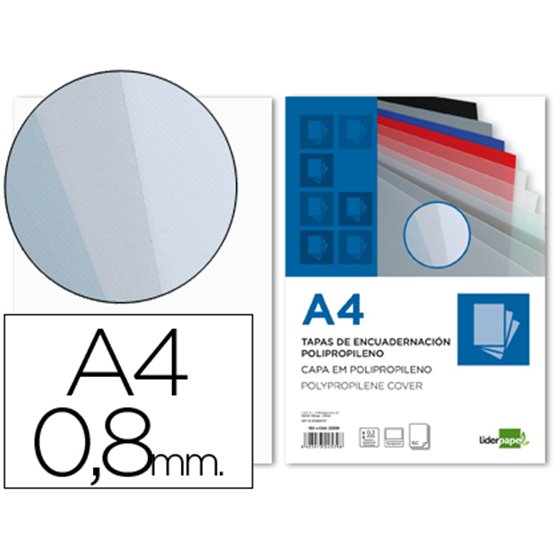 Tapa Encuadernacion Liderpapel Polipropileno A4 0.8Mm Transparente Paquete De 50 Unidades