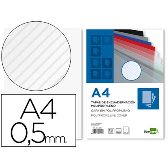 Tapa Encuadernacion Liderpapel Polipropileno Rayado A4 0.5Mm Transparente Paquete De 100 Unidades