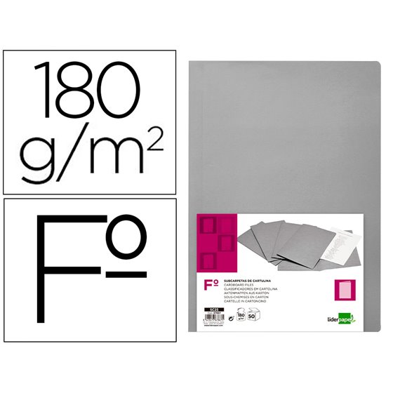 Subcarpeta Liderpapel Folio Gris 180G/M2
